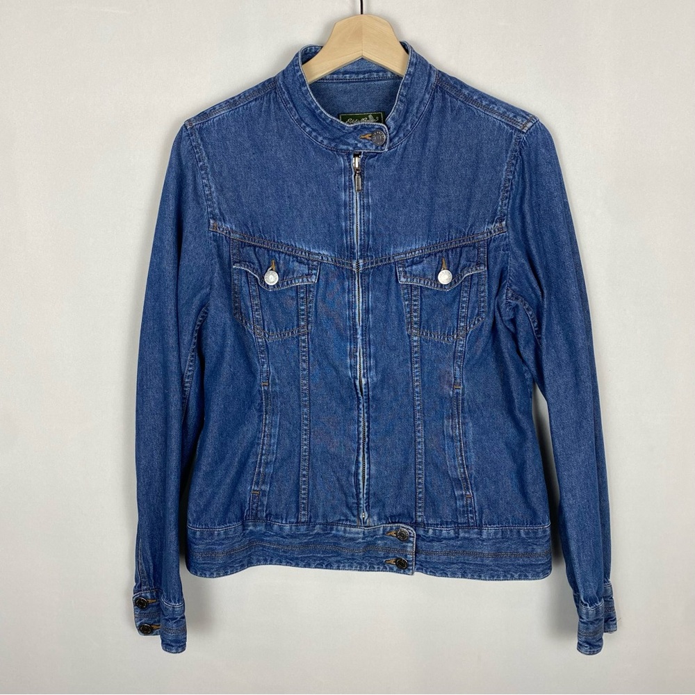 Eddie Bauer Vintage Denim Cotton Jean‎ Moto Jacket Size 10